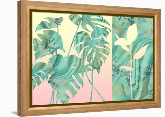 Marbled Tropical Silhouettes-null-Framed Stretched Canvas