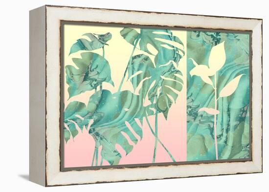 Marbled Tropical Silhouettes-null-Framed Stretched Canvas
