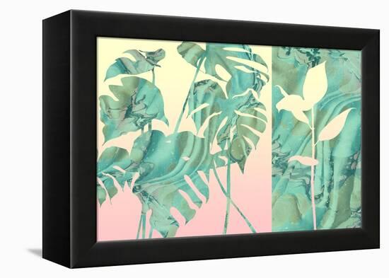 Marbled Tropical Silhouettes-null-Framed Stretched Canvas