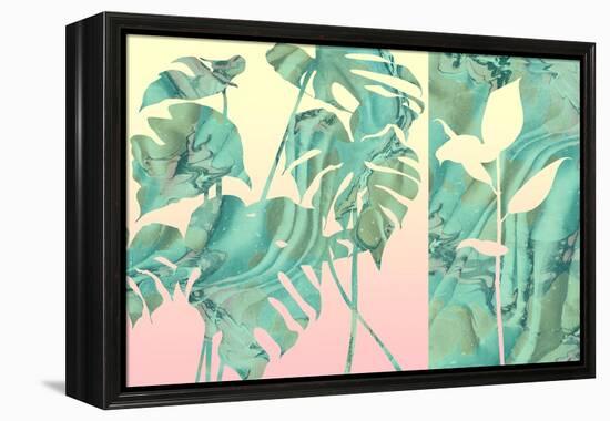 Marbled Tropical Silhouettes-null-Framed Stretched Canvas