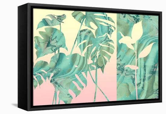 Marbled Tropical Silhouettes-null-Framed Stretched Canvas