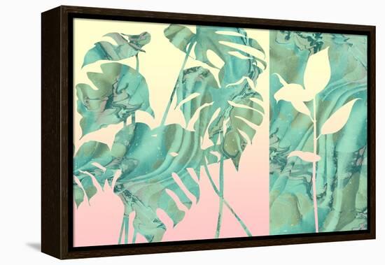 Marbled Tropical Silhouettes-null-Framed Stretched Canvas