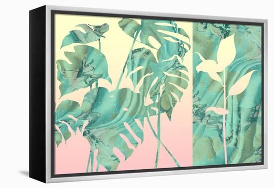 Marbled Tropical Silhouettes-null-Framed Stretched Canvas