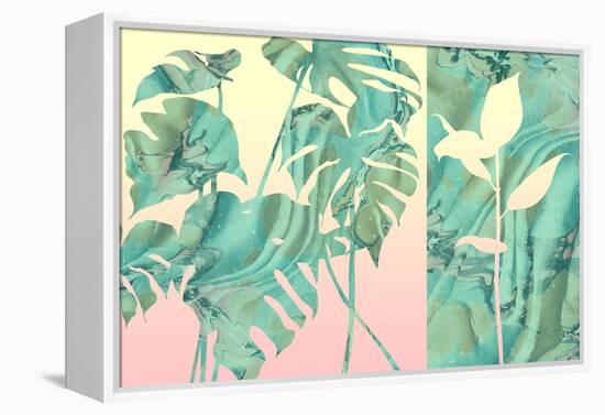 Marbled Tropical Silhouettes-null-Framed Stretched Canvas