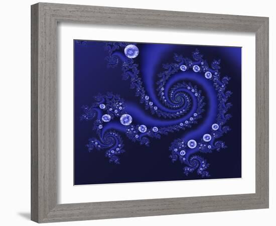 Marbleized Blue-Fractalicious-Framed Giclee Print