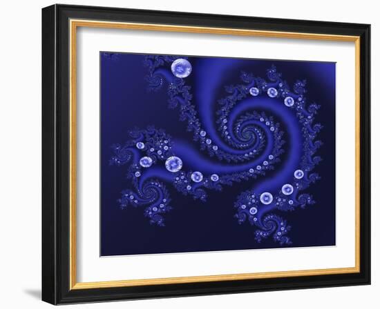 Marbleized Blue-Fractalicious-Framed Giclee Print