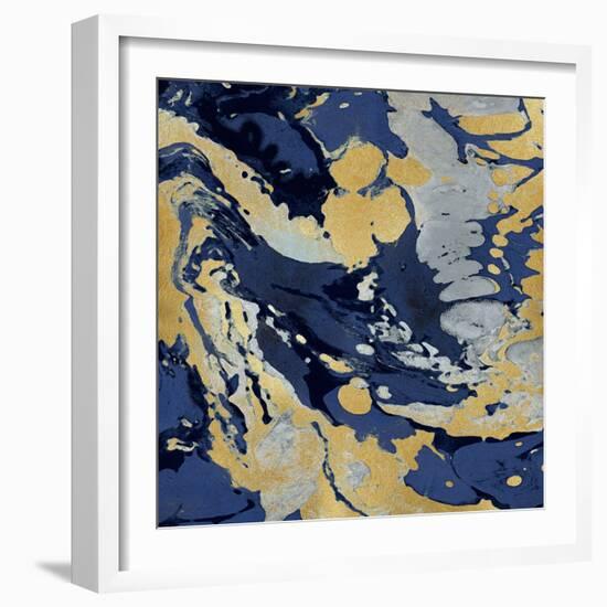 Marbleized in Gold and Blue II-Danielle Carson-Framed Art Print