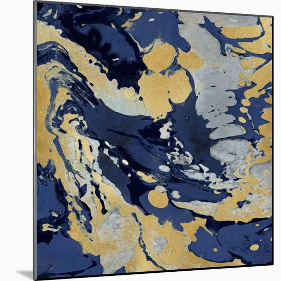 Marbleized in Gold and Blue II-Danielle Carson-Mounted Art Print