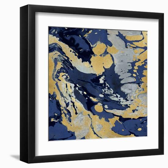 Marbleized in Gold and Blue II-Danielle Carson-Framed Art Print
