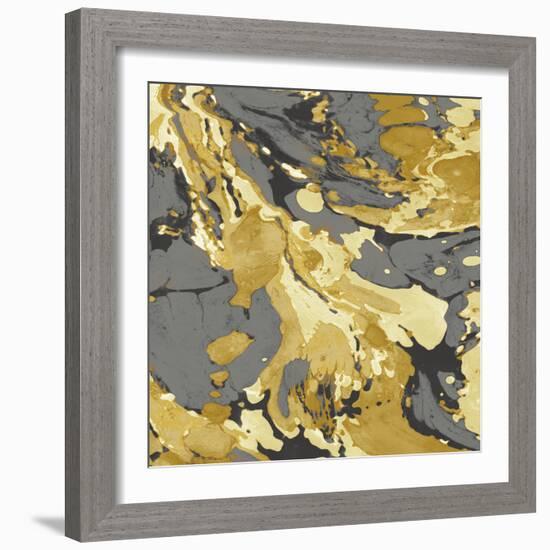 Marbleized in Gold and Grey I-Danielle Carson-Framed Art Print