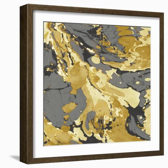 Marbleized in Gold and Grey I-Danielle Carson-Framed Art Print