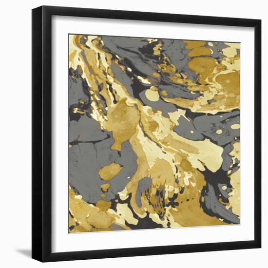 Marbleized in Gold and Grey I-Danielle Carson-Framed Art Print