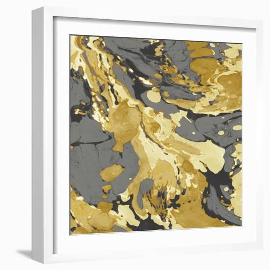 Marbleized in Gold and Grey I-Danielle Carson-Framed Art Print
