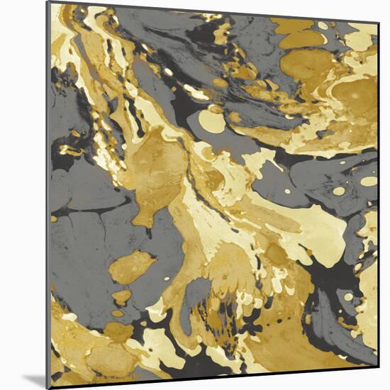 Marbleized in Gold and Grey I-Danielle Carson-Mounted Art Print