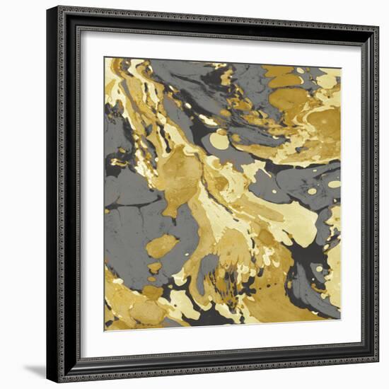 Marbleized in Gold and Grey I-Danielle Carson-Framed Art Print