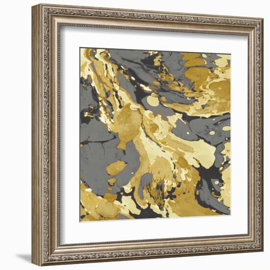 Marbleized in Gold and Grey I-Danielle Carson-Framed Art Print