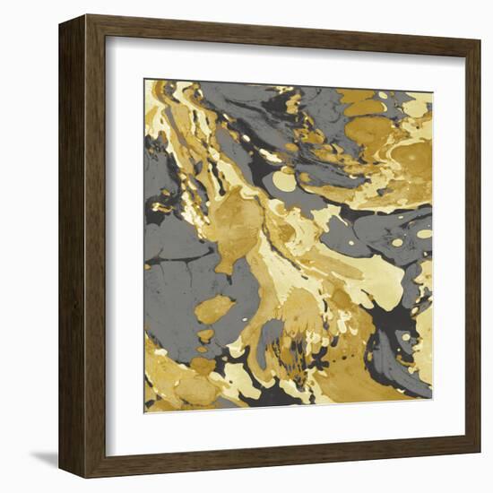 Marbleized in Gold and Grey I-Danielle Carson-Framed Art Print