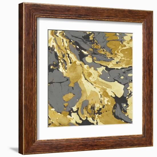 Marbleized in Gold and Grey I-Danielle Carson-Framed Art Print