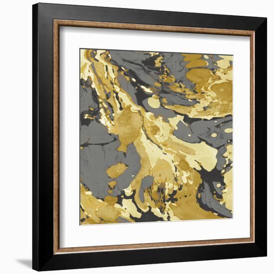 Marbleized in Gold and Grey I-Danielle Carson-Framed Art Print