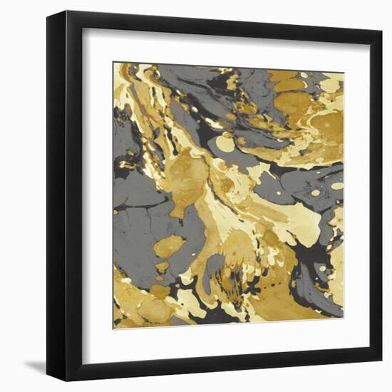 Marbleized in Gold and Grey I-Danielle Carson-Framed Art Print