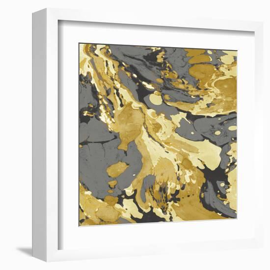 Marbleized in Gold and Grey I-Danielle Carson-Framed Art Print