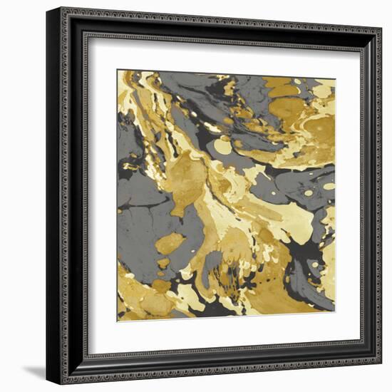 Marbleized in Gold and Grey I-Danielle Carson-Framed Art Print