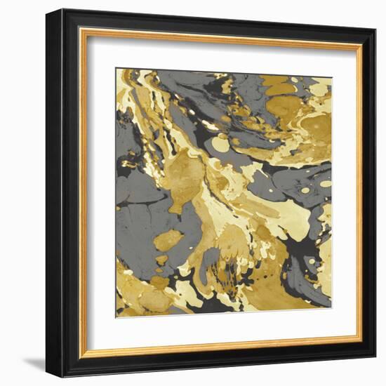 Marbleized in Gold and Grey I-Danielle Carson-Framed Art Print