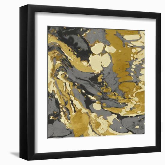 Marbleized in Gold and Grey II-Danielle Carson-Framed Art Print