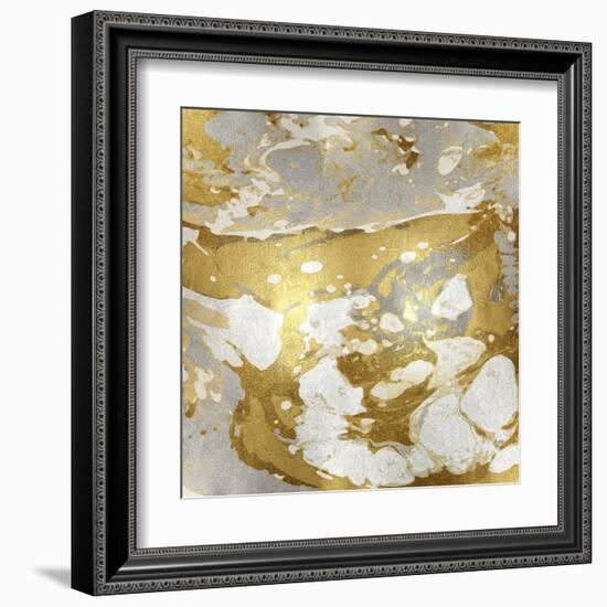 Marbleized in Gold and Silver-Danielle Carson-Framed Art Print