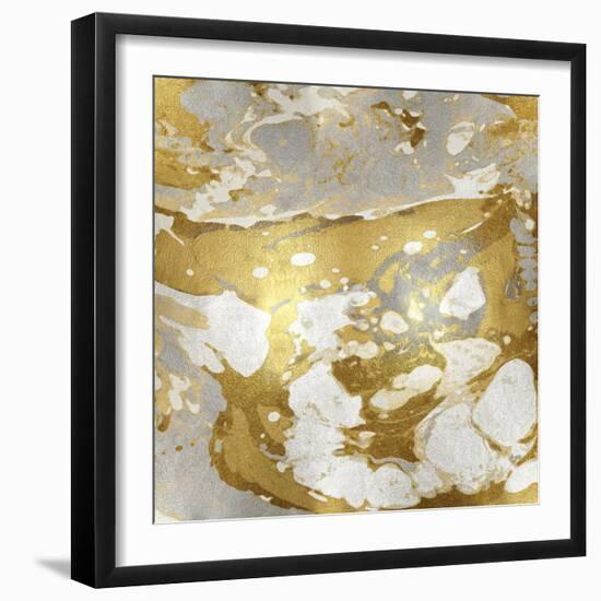 Marbleized in Gold and Silver-Danielle Carson-Framed Art Print