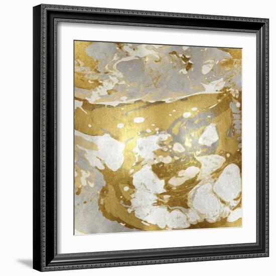 Marbleized in Gold and Silver-Danielle Carson-Framed Art Print