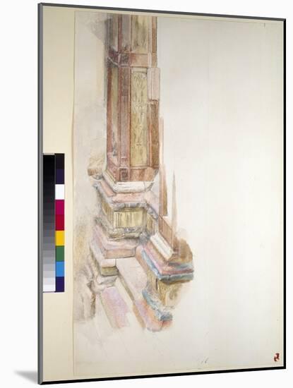 Marbles at Verona: Base of a Pilaster on the Facade of Sant' Anastasia, Verona, June 1869 (W/C & Bo-John Ruskin-Mounted Giclee Print