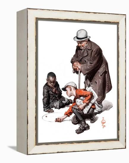 "Marbles Game,"March 28, 1925-Joseph Christian Leyendecker-Framed Premier Image Canvas