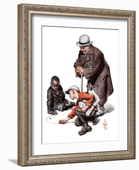 "Marbles Game,"March 28, 1925-Joseph Christian Leyendecker-Framed Giclee Print