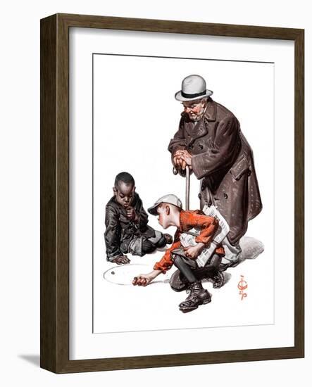 "Marbles Game,"March 28, 1925-Joseph Christian Leyendecker-Framed Giclee Print