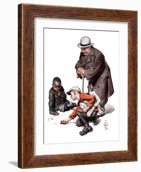 "Marbles Game,"March 28, 1925-Joseph Christian Leyendecker-Framed Giclee Print