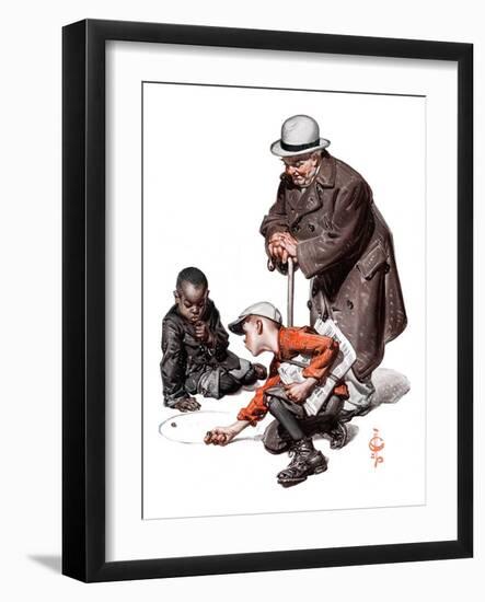 "Marbles Game,"March 28, 1925-Joseph Christian Leyendecker-Framed Giclee Print