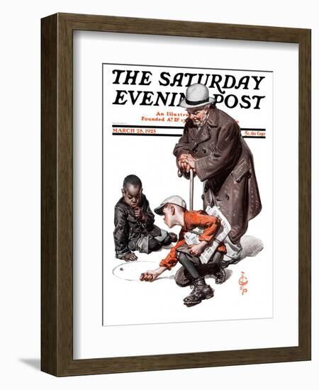 "Marbles Game," Saturday Evening Post Cover, March 28, 1925-Joseph Christian Leyendecker-Framed Giclee Print