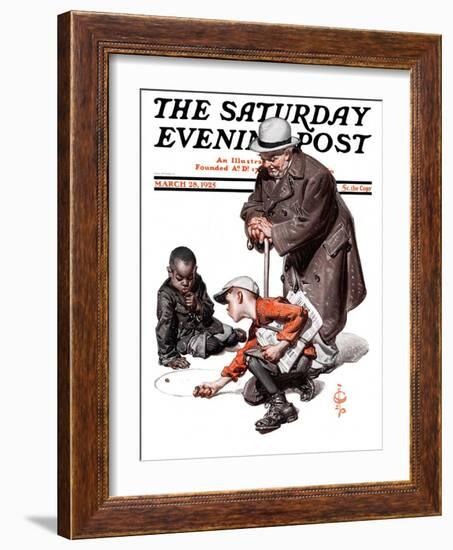 "Marbles Game," Saturday Evening Post Cover, March 28, 1925-Joseph Christian Leyendecker-Framed Giclee Print