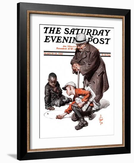 "Marbles Game," Saturday Evening Post Cover, March 28, 1925-Joseph Christian Leyendecker-Framed Giclee Print