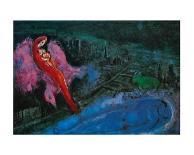 Lovers on a Red Background-Marc Chagall-Art Print