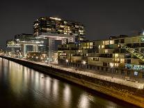 Cologne, Crane Houses in the Rheinauhafen, Dusk, Illuminated-Marc Gilsdorf-Photographic Print