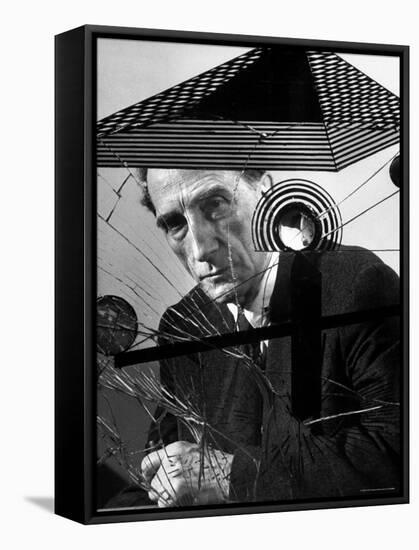 Marcel Duchamp Sitting Behind Example of Dada Art-Allan Grant-Framed Premier Image Canvas