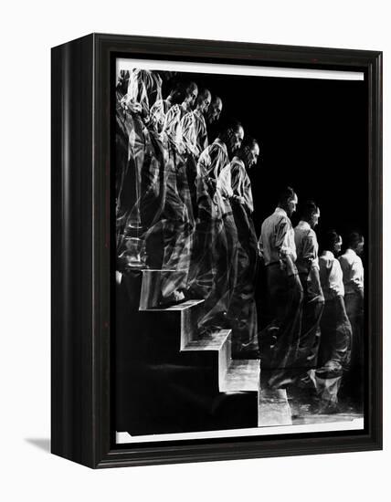 Marcel Duchamp Walking down Stairs in exposure of Famous Painting "Nude Descending a Staircase"-Eliot Elisofon-Framed Premier Image Canvas