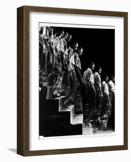 Marcel Duchamp Walking down Stairs in exposure of Famous Painting "Nude Descending a Staircase"-Eliot Elisofon-Framed Photographic Print