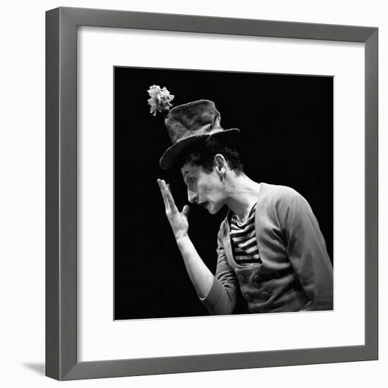 Marcel Marceau, the French mime who created the figure of " Bip", a tragic white clown. Paris,1951.-Erich Lessing-Framed Photographic Print