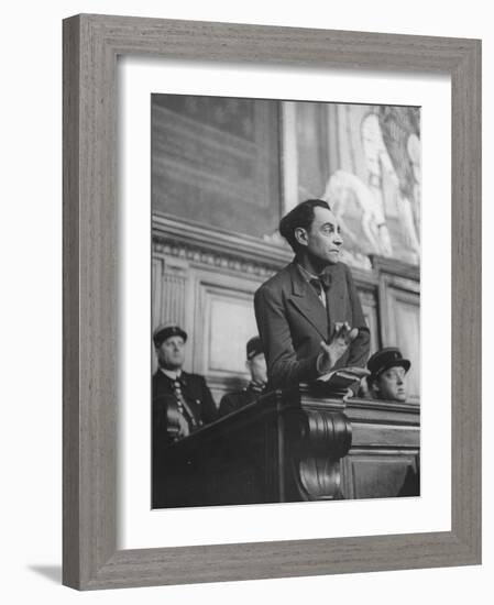 Marcel Petiot Speaking at His Murder Trial-Ralph Morse-Framed Photographic Print