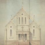 Eglise paroissiale à Napoléonville (Pontivy, Morbihan) : plan au niveau des terrasses, plan des-Marcellin Varcollier-Premier Image Canvas