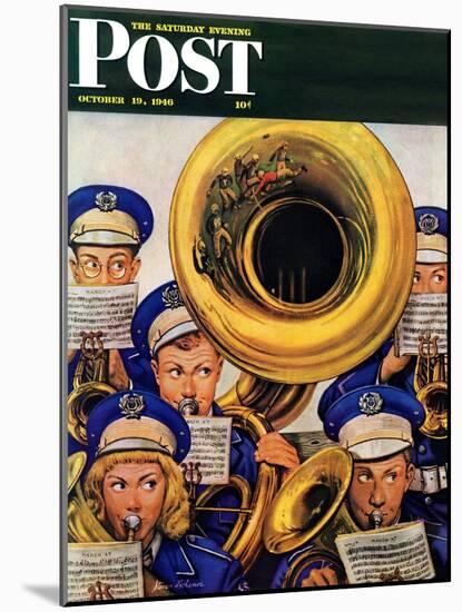 "March Band at Football Game," Saturday Evening Post Cover, October 19, 1946-Stevan Dohanos-Mounted Giclee Print