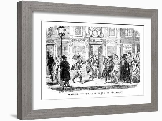 March - Day and Night Nearly Equal, 19th Century-George Cruikshank-Framed Giclee Print